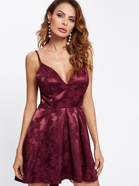 floral jacquard satin cami dress