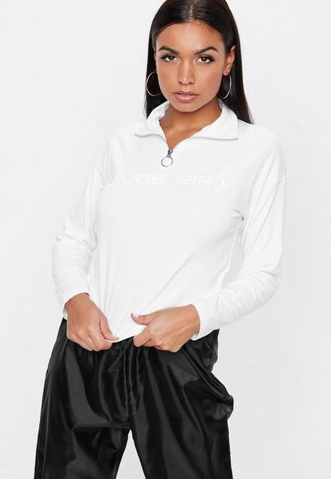 White Nude Girl Cropped Sweatshirt, White