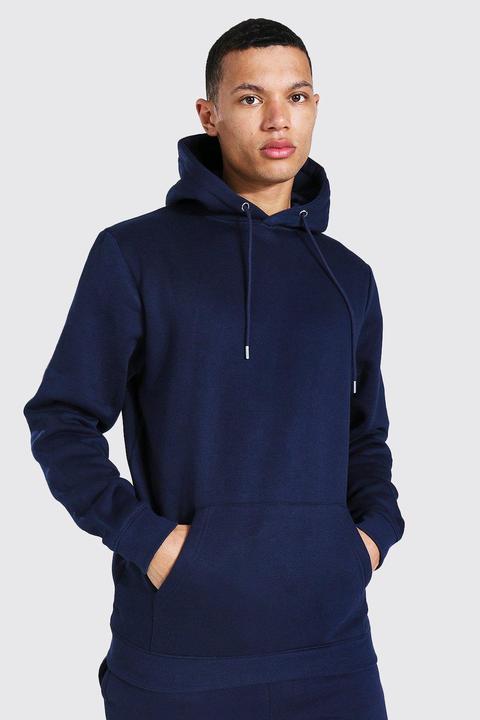 Mens Navy Tall Regular Fit Recycled Hoodie, Navy