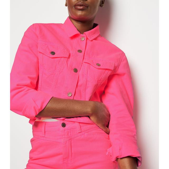 pink neon denim jacket