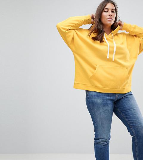 Asos Curve - Felpa Con Cappuccio Squadrata - Giallo