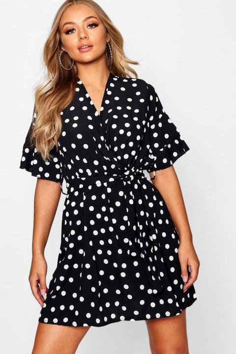 Large Polka Dot Floral Tea Dress