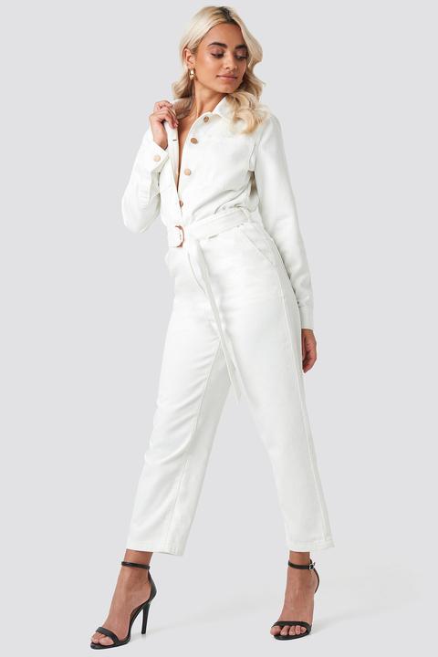 Na-kd Trend Combinaison Pantalon Jean À Ceinture - White