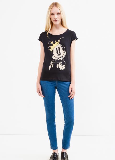 T-shirt Cotone Stampa Mickey Mouse