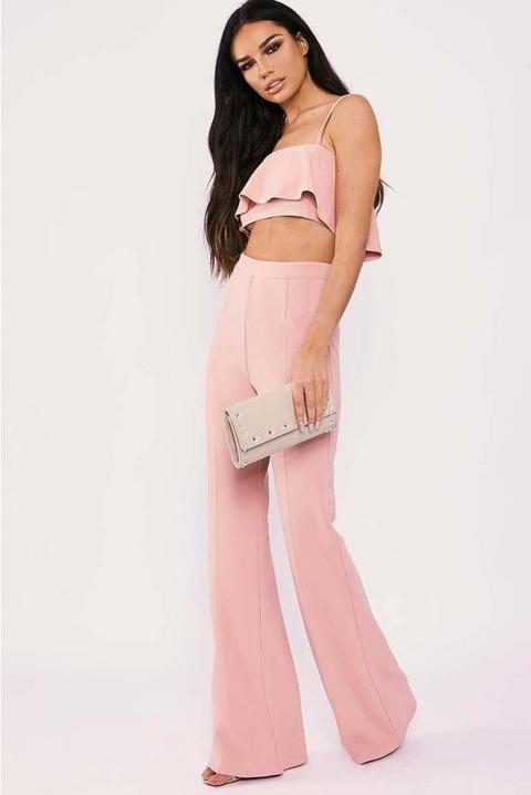 Sarah Ashcroft Pink High Waisted Wide Leg Trousers