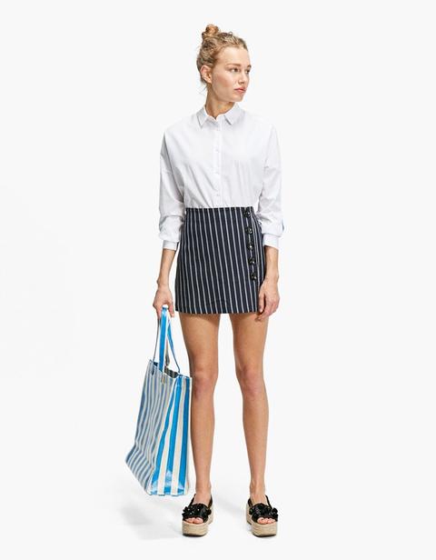 Gonna Pantalone Dettaglio Bottoni Blu Scuro