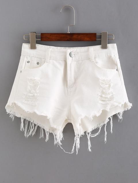 Shorts Rotos Denim -blanco