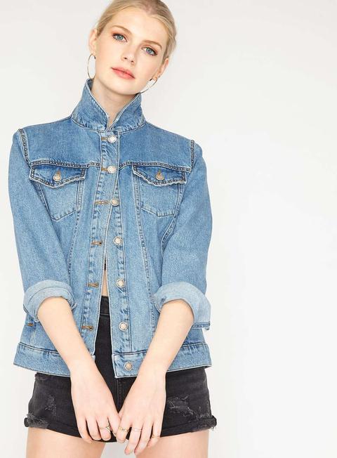 womens studded denim jacket