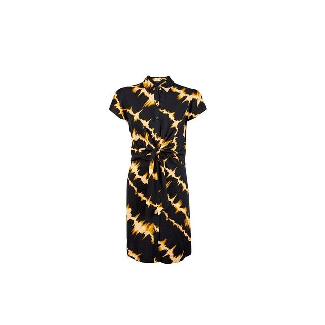 Womens Black Tie Dye Shirt Dress- Black 
