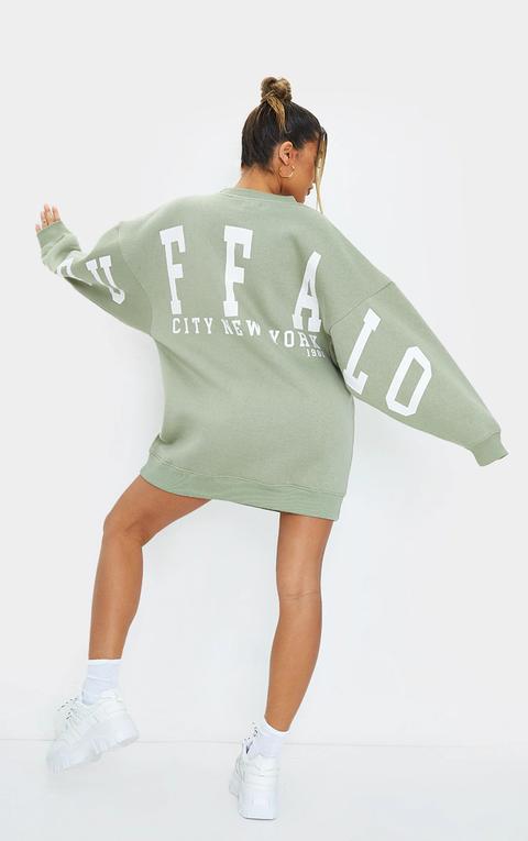 Robe Sweat Vert Sauge À Slogan Buffalo New York, Vert Sauge