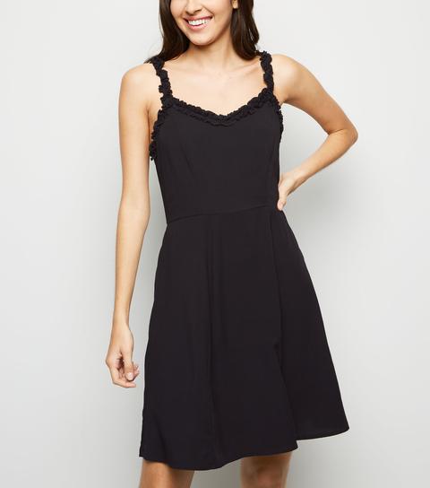 Black Frill Trim Mini Dress New Look