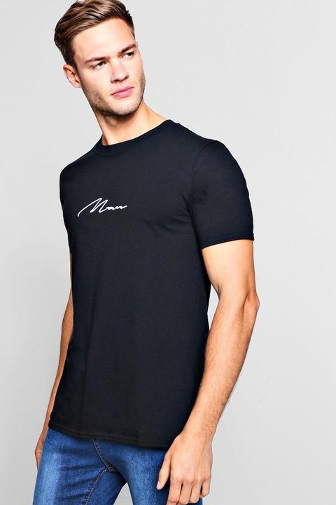 Man Signature Embroidered T-shirt