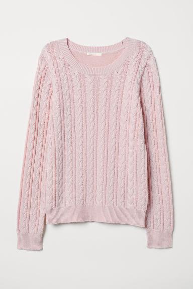 H & M - Pullover In Maglia A Trecce - Rosa