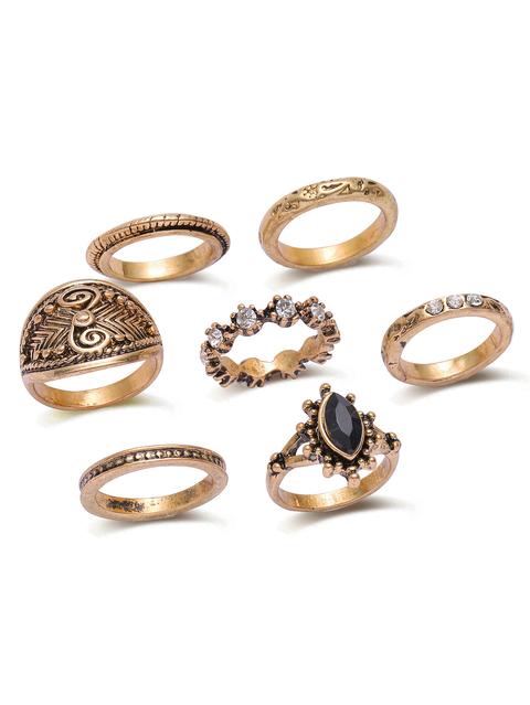 Bronzo Strass Vintage Design Ring Set