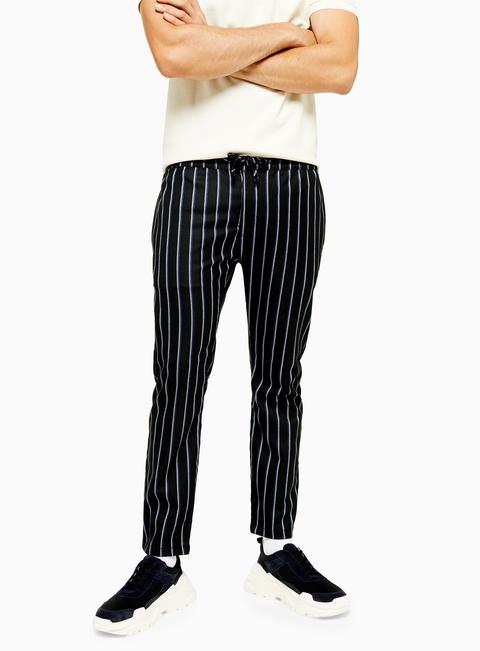black trousers with white stripe