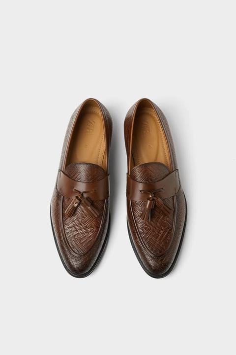 Mocassins En Cuir Gravé Marron