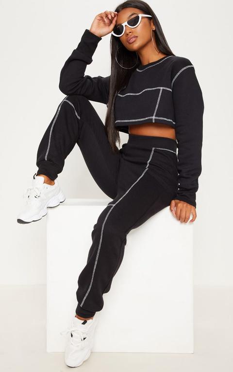 Black Contrast Stitch Cuff Jogger