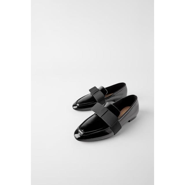 patent bow loafers