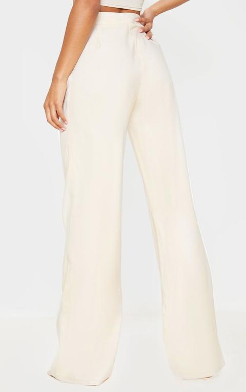 white wide leg suit trousers