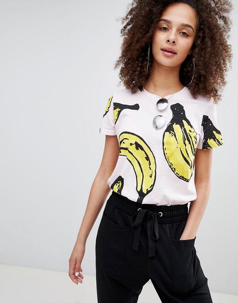 Bershka - T-shirt Rosa Con Banana - Rosa
