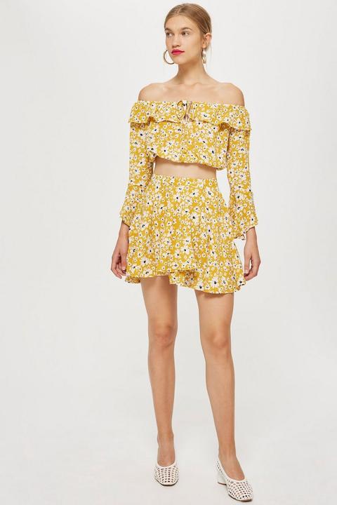**rosa - Daisy On Yellow Printed Wrap Skirt By Wyldr