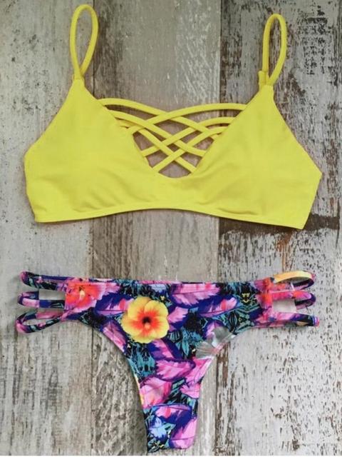 Criss Cross Cami Floral Bikini Set