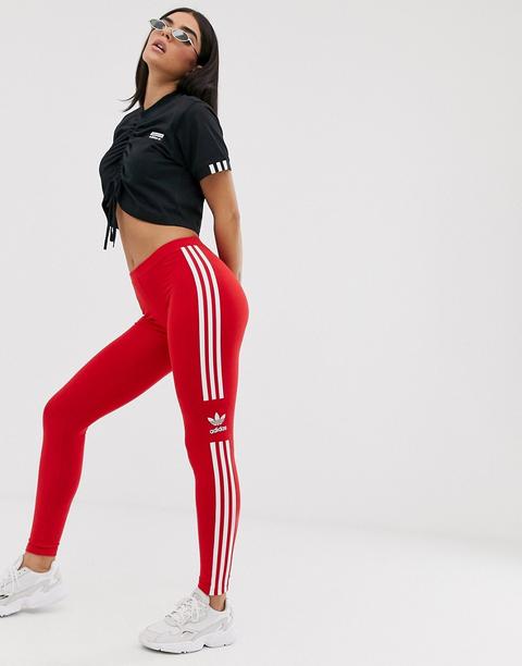 Adidas Originals - Adicolor Locked Up - Leggings Rossi Con Logo - Rosso