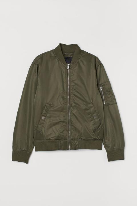 Nylon Bomber Jacket - Green