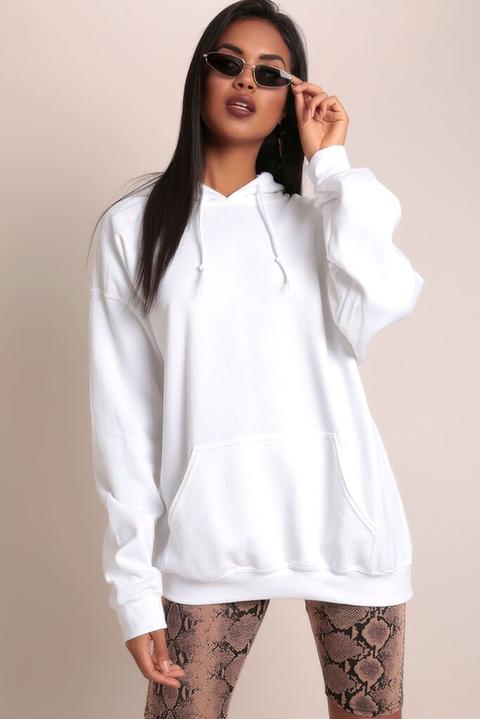 White Basic Oversized Hoodie