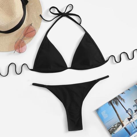 Bikini Halter Tipo Triángulo Con Tanga