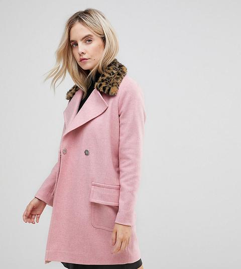 Abrigo Con Cuello Con Estampado De Leopardo De Asos Petite