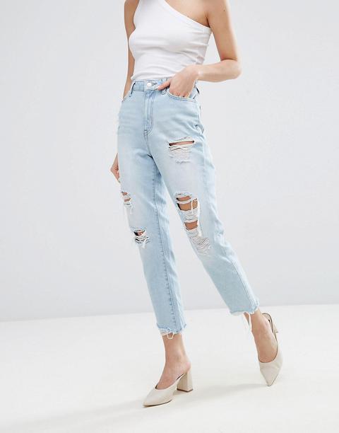 New Look - Mom Jeans Strappati Vintage - Blu