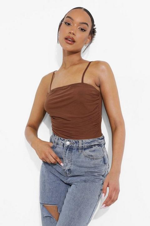 Womens Mesh Bodysuit - Brown - 8, Brown