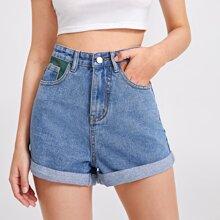 Shorts En Denim Bolsillo Monocolor