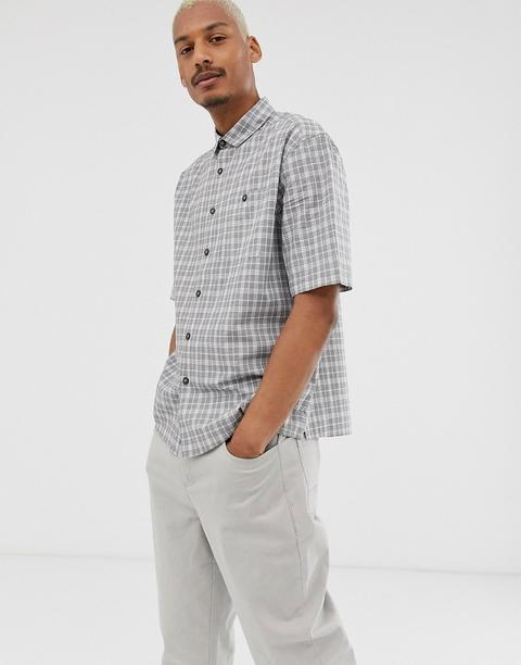 Asos Design Boxy Check Shirt-grey