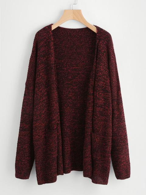 Drop Shoulder Marled Knit Cardigan