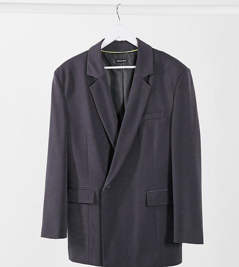 Collusion Unisex Double Breasted Blazer In Charcoal-grey