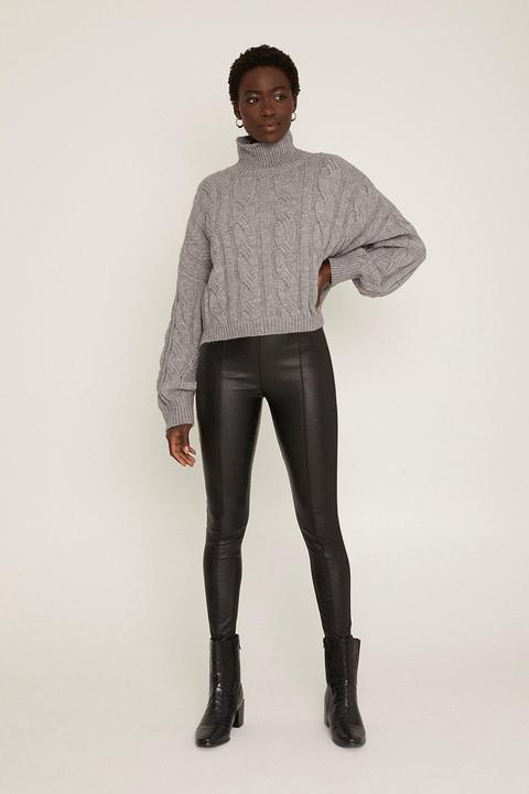 Faux Leather Seam Detail Leggings