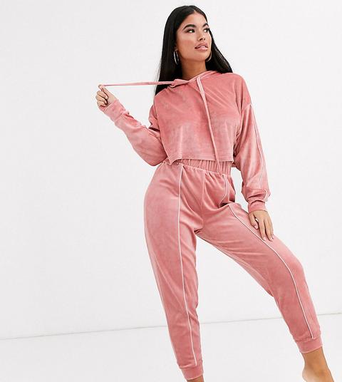 Asos Design Petite Lounge Velour Jogger-pink