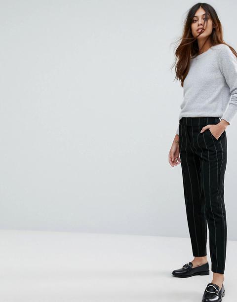 Vero Moda - Pantaloni Sartoriali A Righe - Nero