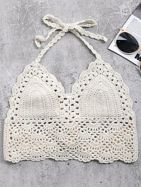 Crochet Indietro Tie Bralette Swim Top