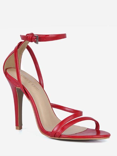 Sandali Con Tacco A Spillo Tagliati In Pelle Pu Black Red