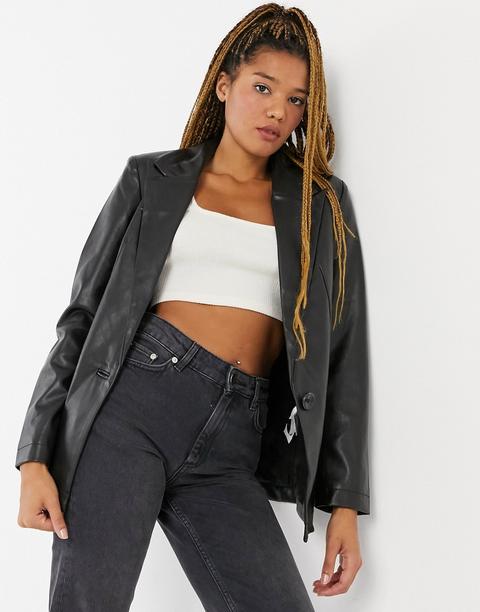 Americana Negra De Cuero Sintético De Pimkie-negro