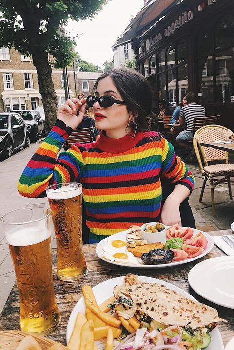 Rainbow Stripe Turtleneck Long Sleeve Jumper - Jonie