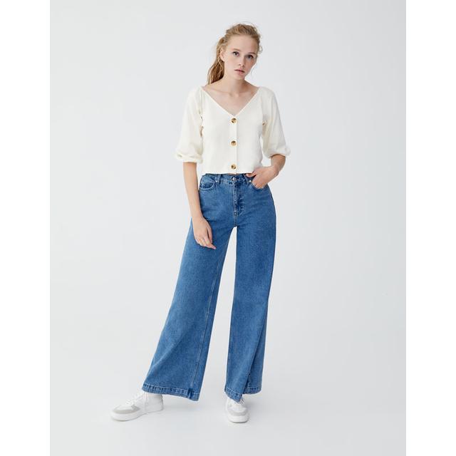 wide leg pull on jeans