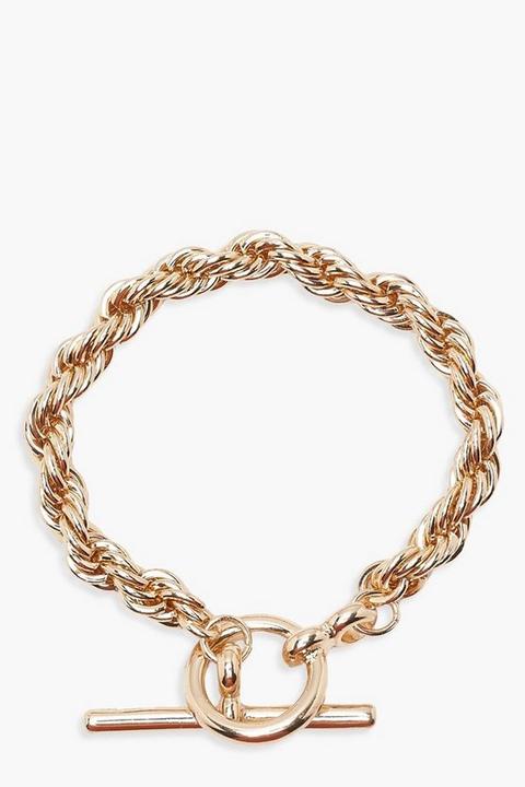 Womens Chunky Chain T Bar Bracelet - Gold - One Size, Gold