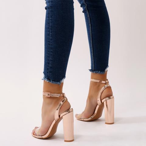 Natasa Perspex High Heels In Rose Gold