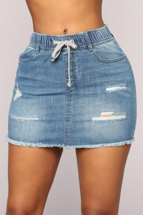 Presley Distressed Denim Skirt - Medium