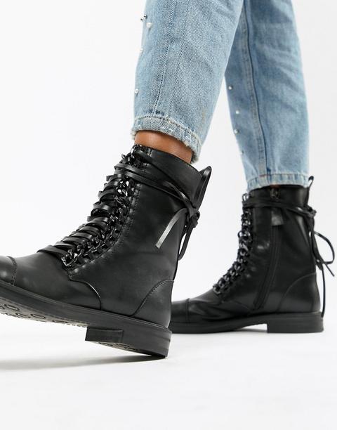 black flat lace up boots