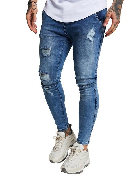 Siksilk Lowrise Distress Jeans, Celeste